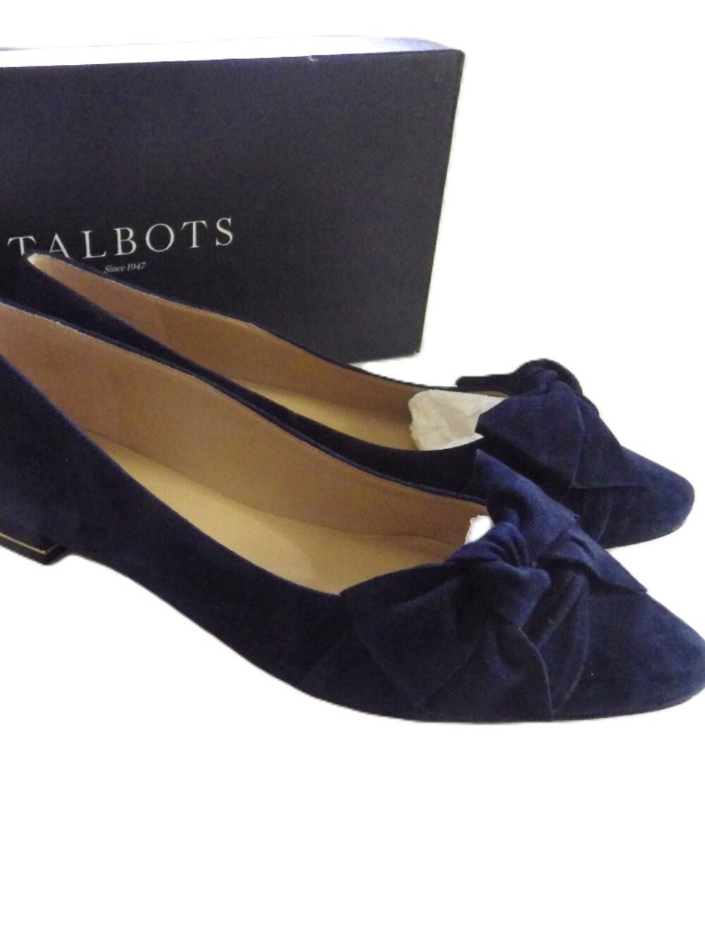 Talbots Edison Wrap Bow Flat/ Indigo Blue/ Suede Leather/ 9N